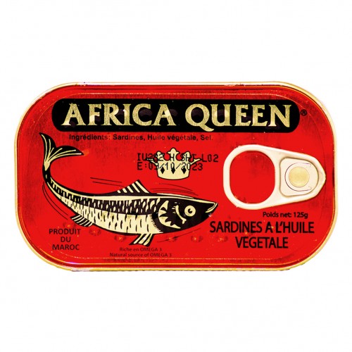 Africa Queen Sardines In Oil Marocco 50 x 125 gr.