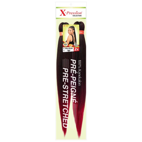 X-Pression UB 2x Pre-Streched Colour T3/OM/Plum Red Wine.
